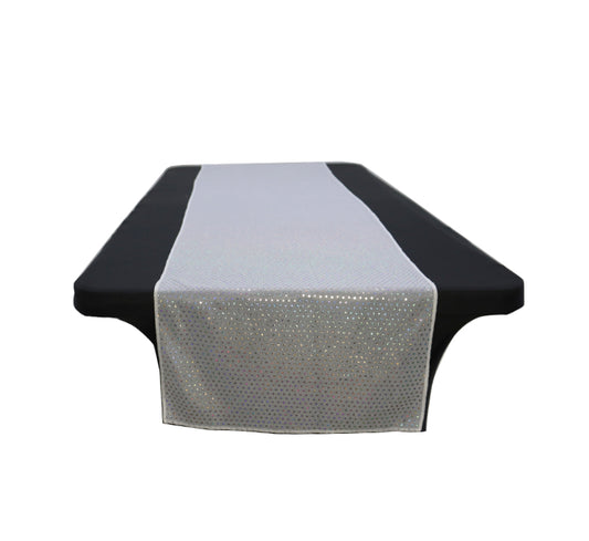 Table Runner Disco Fabric White/Silver