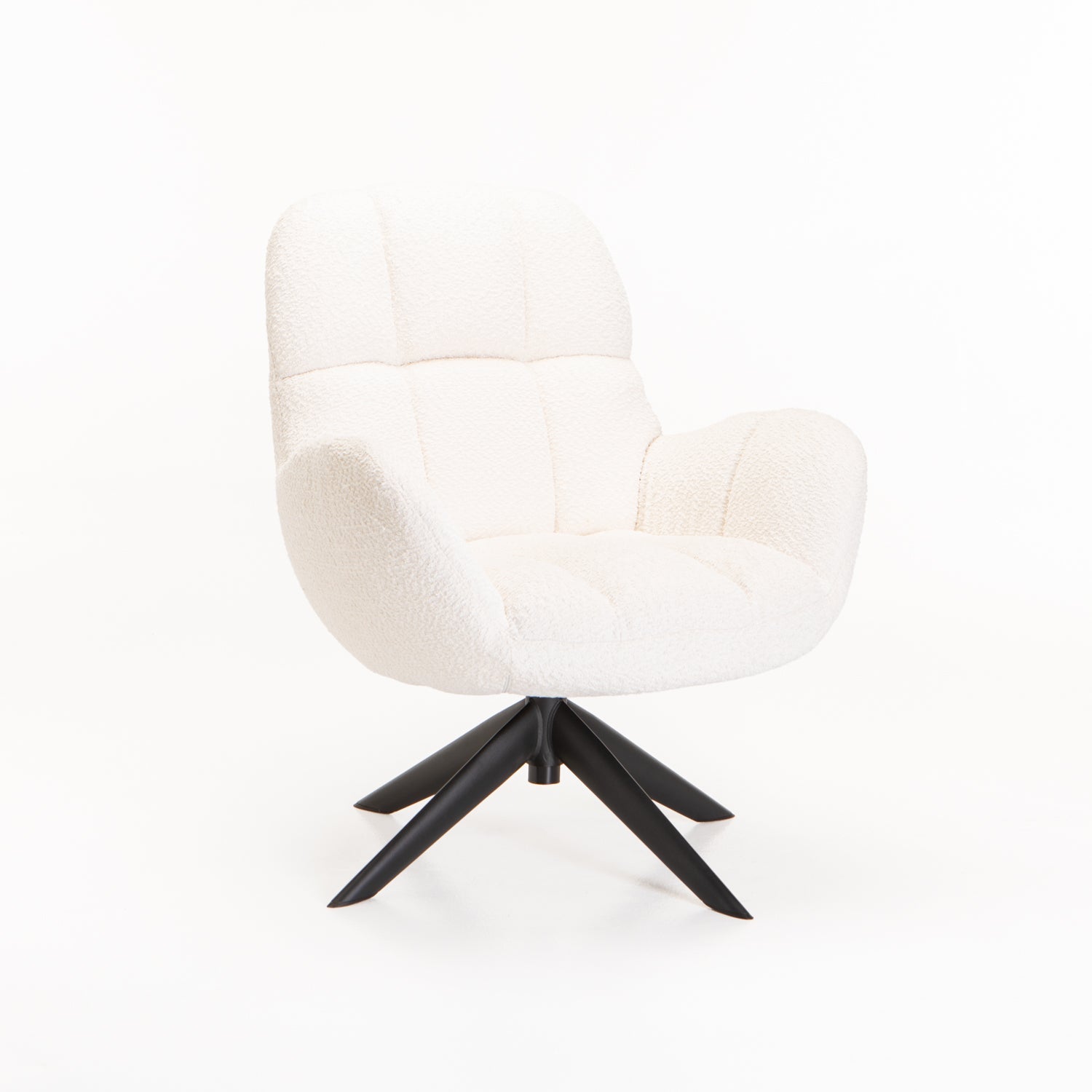 Leroy Boucle Fabric Swivel Chair - Cream