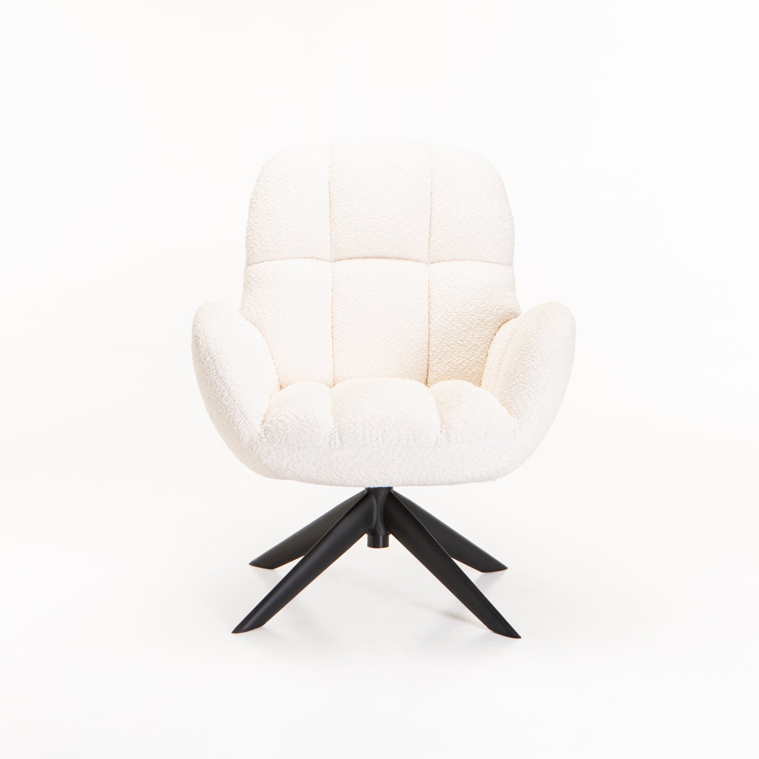 Leroy Boucle Fabric Swivel Chair - Cream