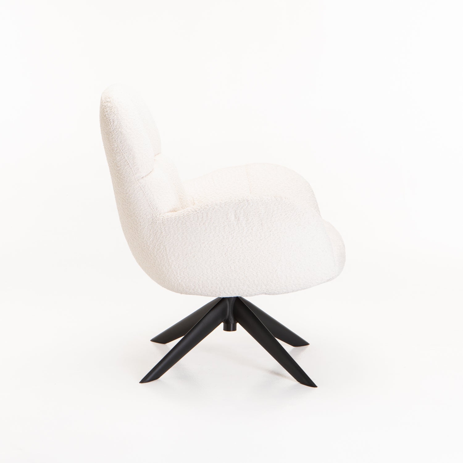 Leroy Boucle Fabric Swivel Chair - Cream