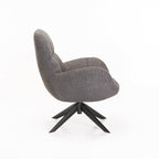 Leroy Boucle Fabric Swivel Chair - Grey