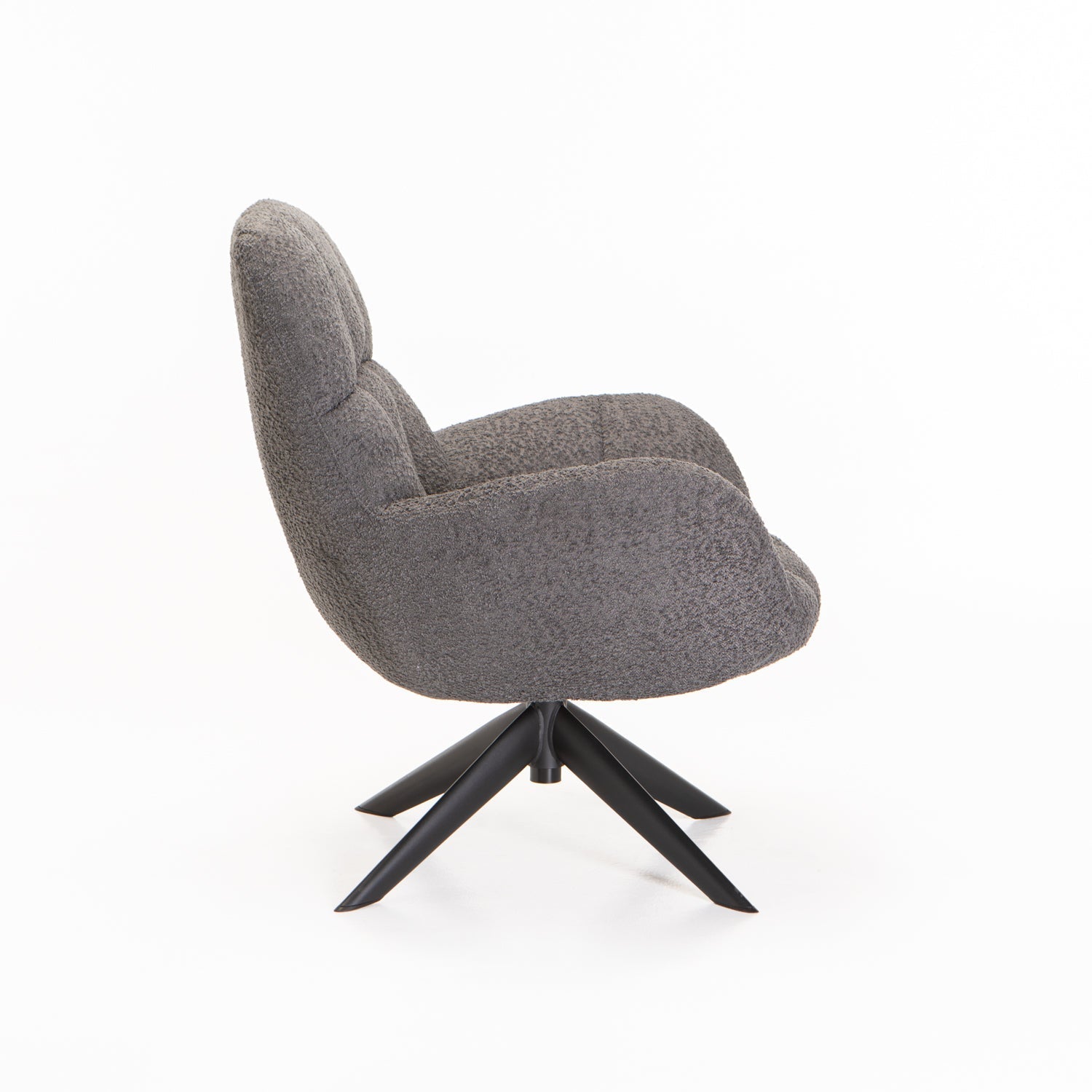 Leroy Boucle Fabric Swivel Chair - Grey