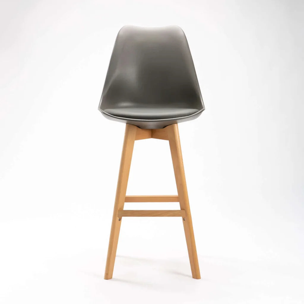 Lica Wooden Leg Barstool - Grey