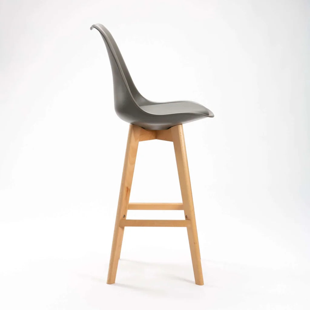 Lica Wooden Leg Barstool - Grey