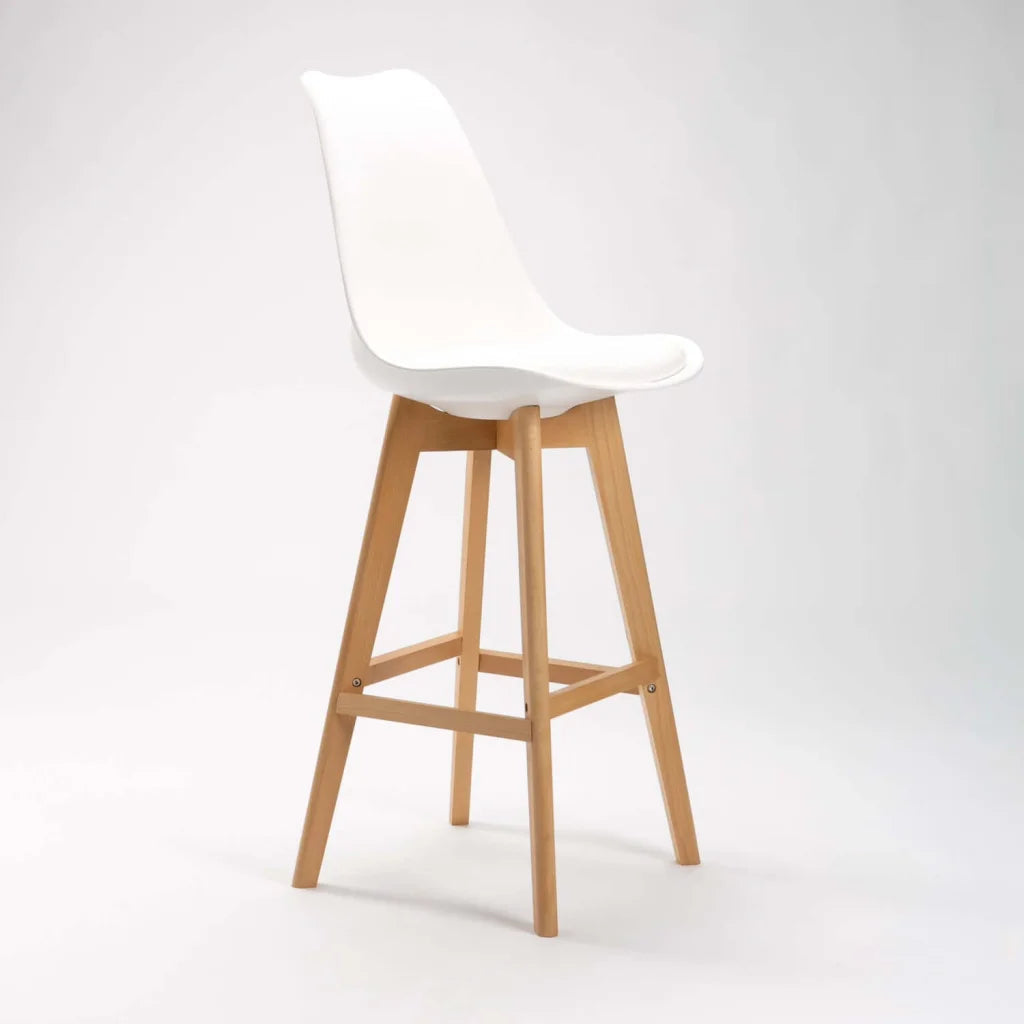 Lica Wooden Leg Barstool - White
