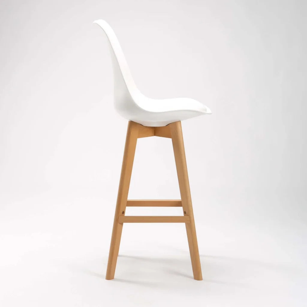 Lica Wooden Leg Barstool - White