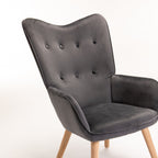 Logan Velvet  Chair - Grey