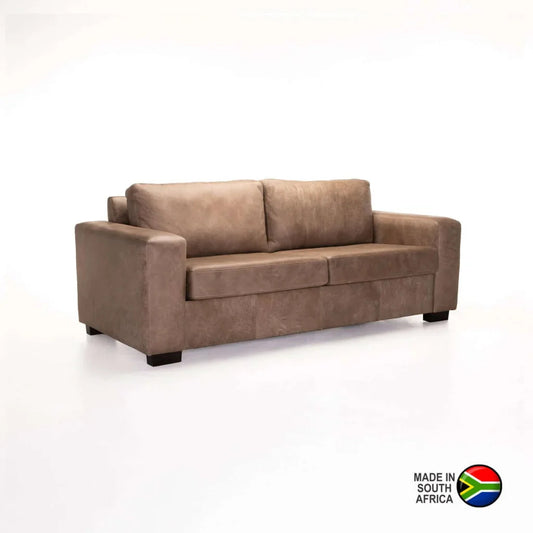 Lula Genuine Leather 3 Seater Coach - Buffed Taupe