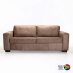 Lula Genuine Leather 3 Seater Coach - Buffed Taupe
