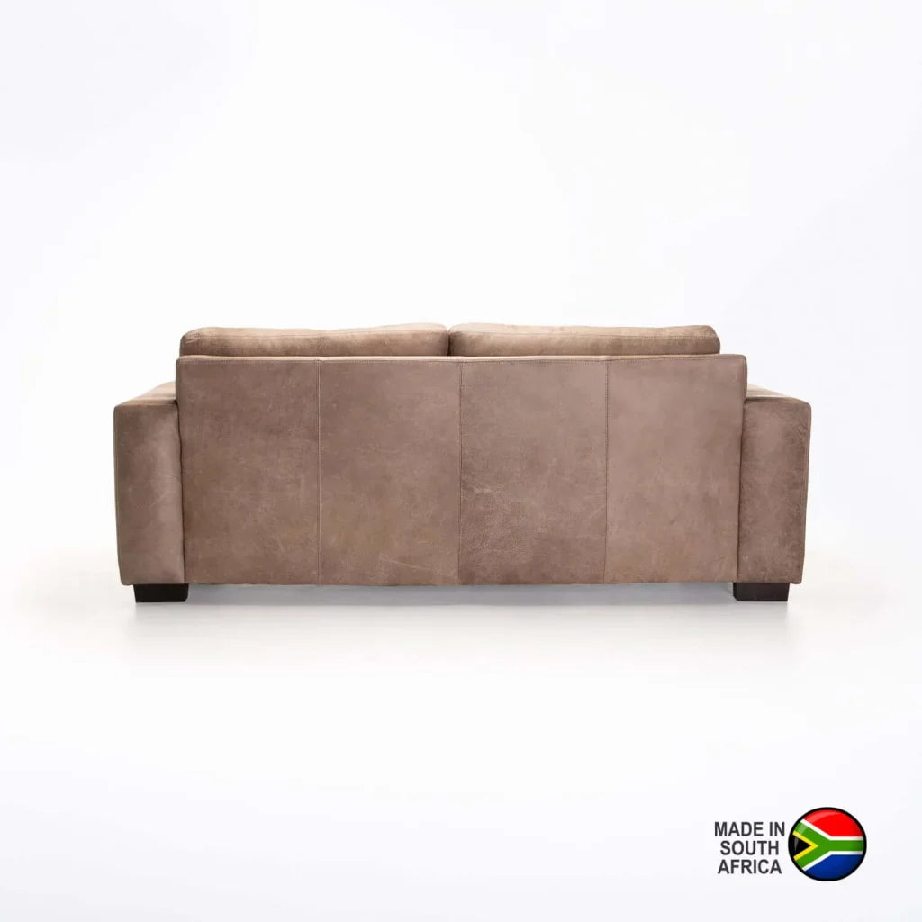 Lula Genuine Leather 3 Seater Coach - Buffed Taupe