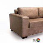 Lula Genuine Leather 3 Seater Coach - Buffed Taupe