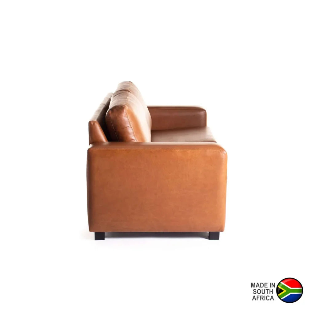 Lula Genuine Leather 3 Seater Coach - Pecan