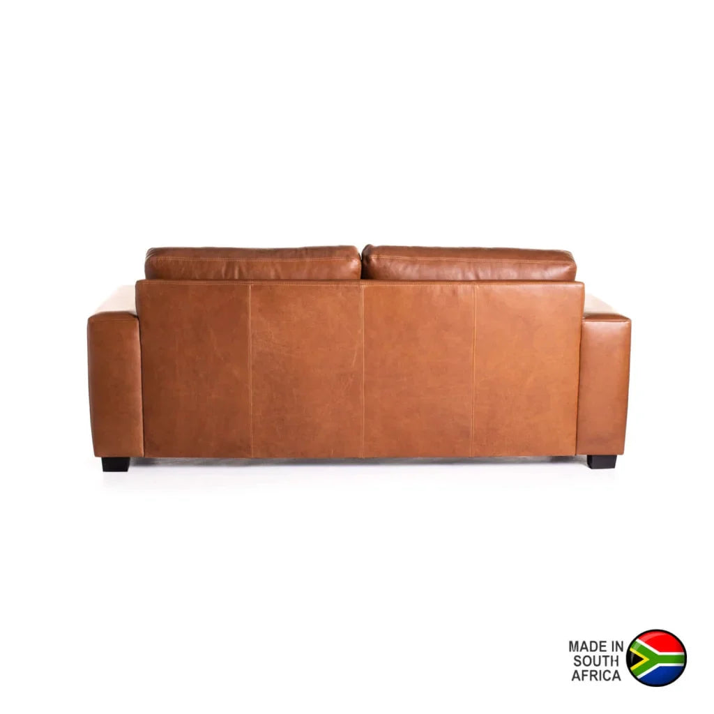 Lula Genuine Leather 3 Seater Coach - Pecan