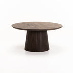 Madeira 80cm Round Solid Coffee Table - Dark Brown
