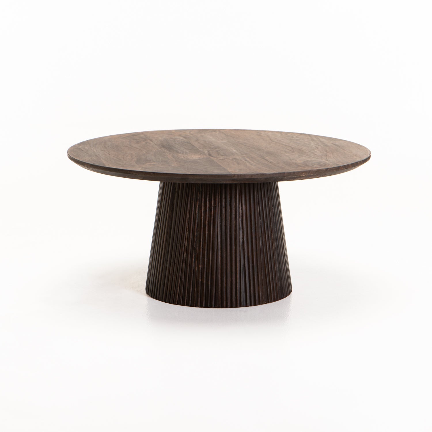 Madeira 80cm Round Solid Coffee Table - Dark Brown