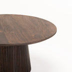 Madeira 80cm Round Solid Coffee Table - Dark Brown