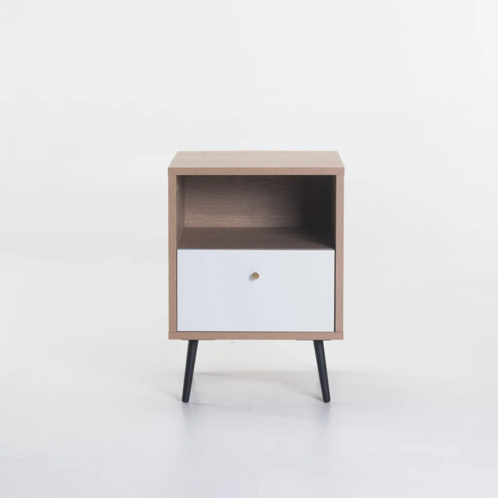 Markini 1 Drawer  Pedestal - Oak / White