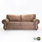 Mfuzo Genuine Leather 3 Seater Couch - Buffed Taupe