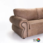 Mfuzo Genuine Leather 3 Seater Couch - Buffed Taupe