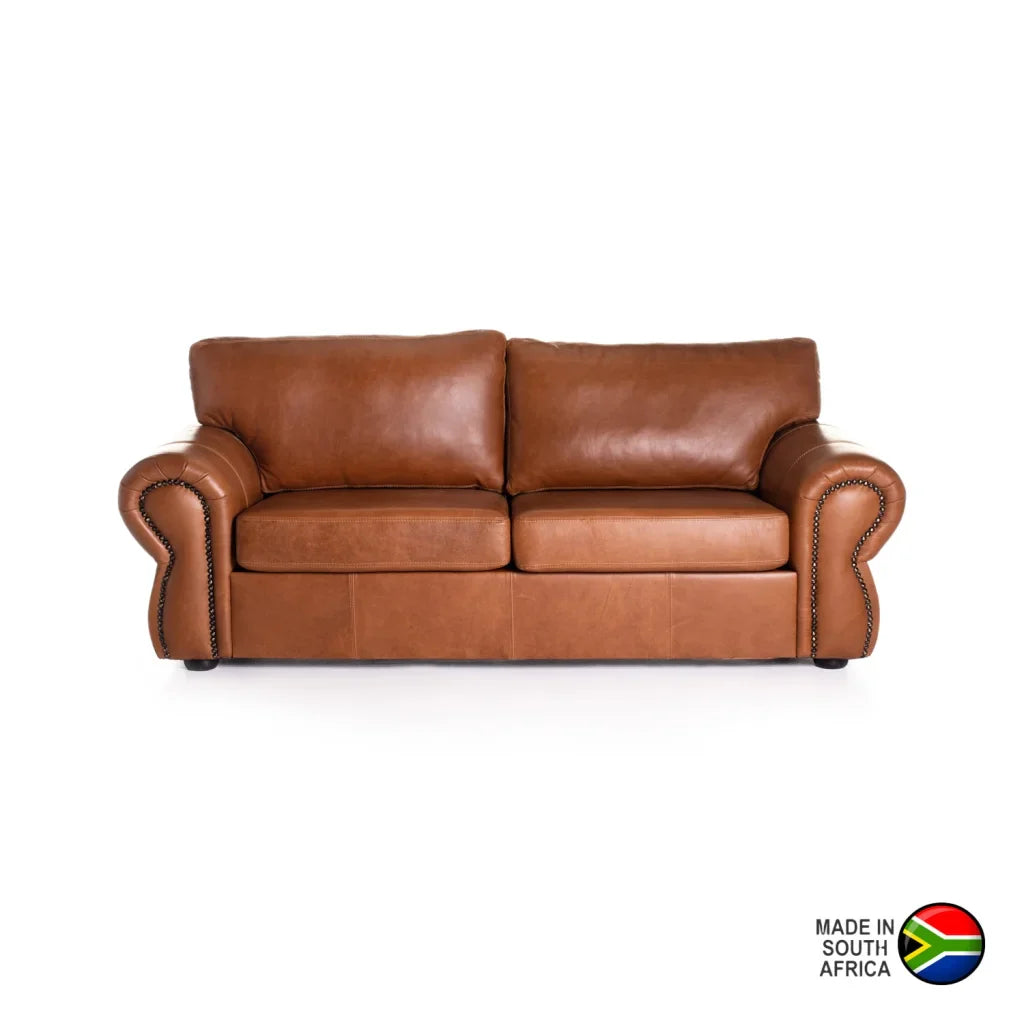 Mfuzo Genuine Leather 3 Seater Couch - Pecan