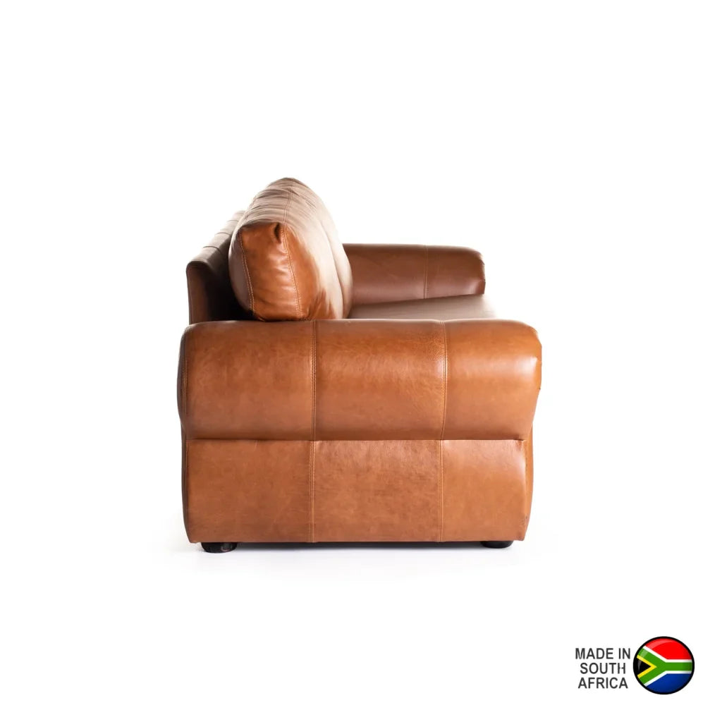 Mfuzo Genuine Leather 3 Seater Couch - Pecan