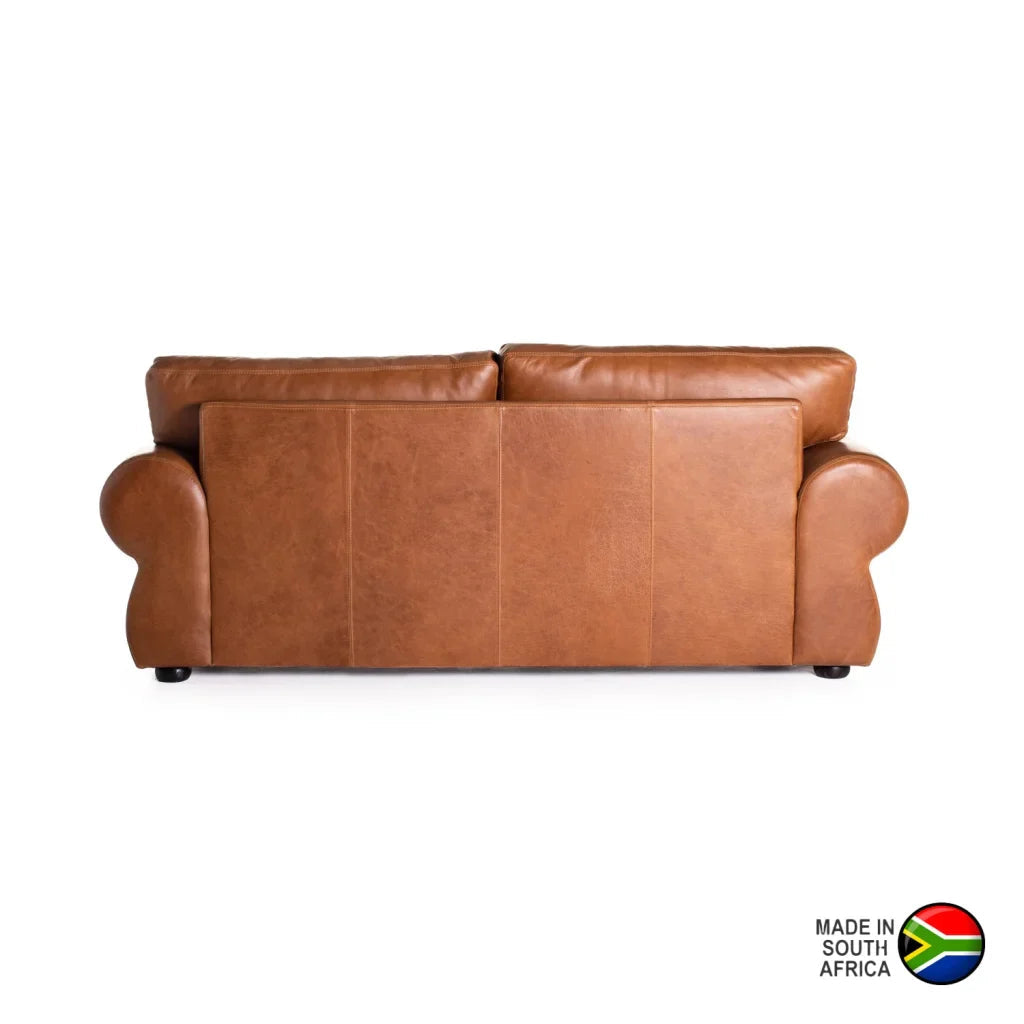 Mfuzo Genuine Leather 3 Seater Couch - Pecan