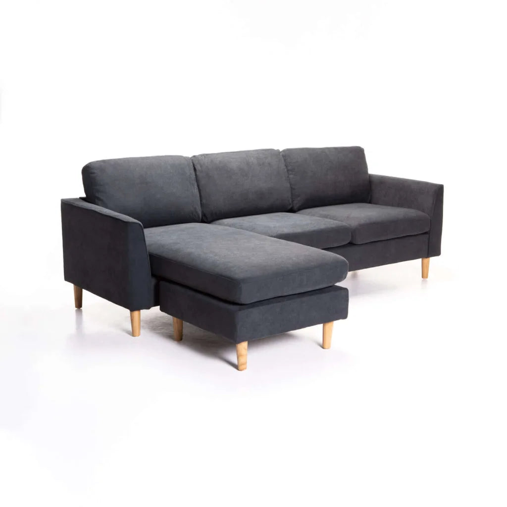 Nakami Fabric Corner Chaise - Grey / Natural