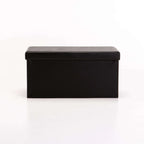 Naome Leather Touch Double Ottoman - Black