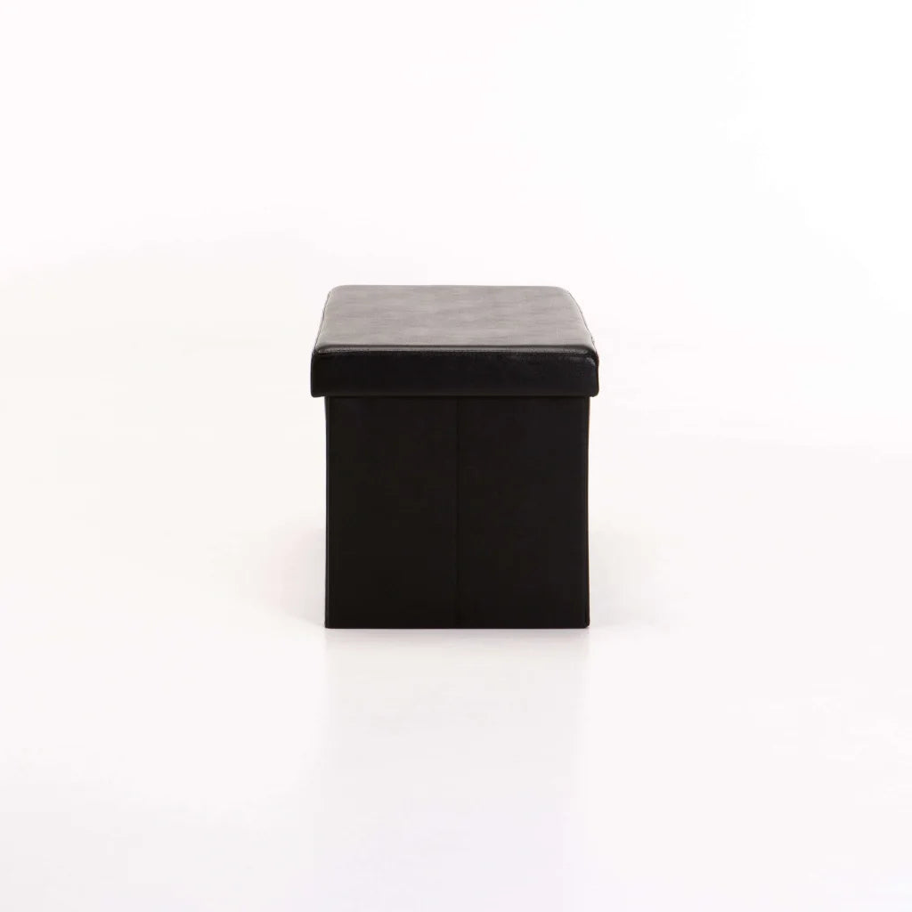 Naome Leather Touch Double Ottoman - Black