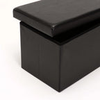 Naome Leather Touch Double Ottoman - Black