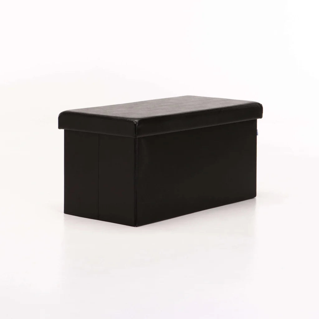 Naome Leather Touch Double Ottoman - Black