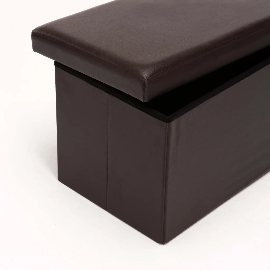 Naome Leather Touch Double Ottoman - Brown