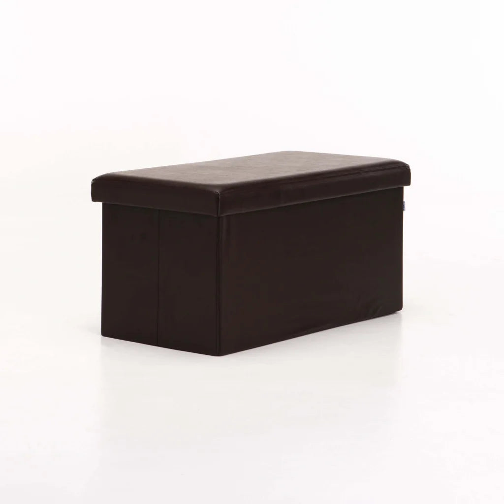 Naome Leather Touch Double Ottoman - Brown