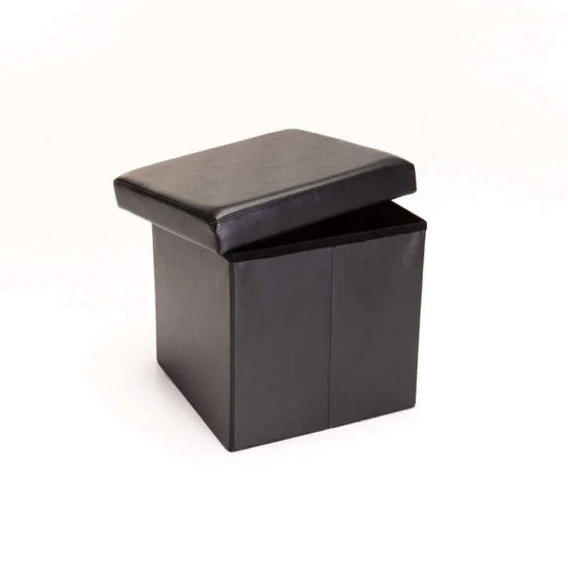 Naome Leather Touch Single Ottoman - Black