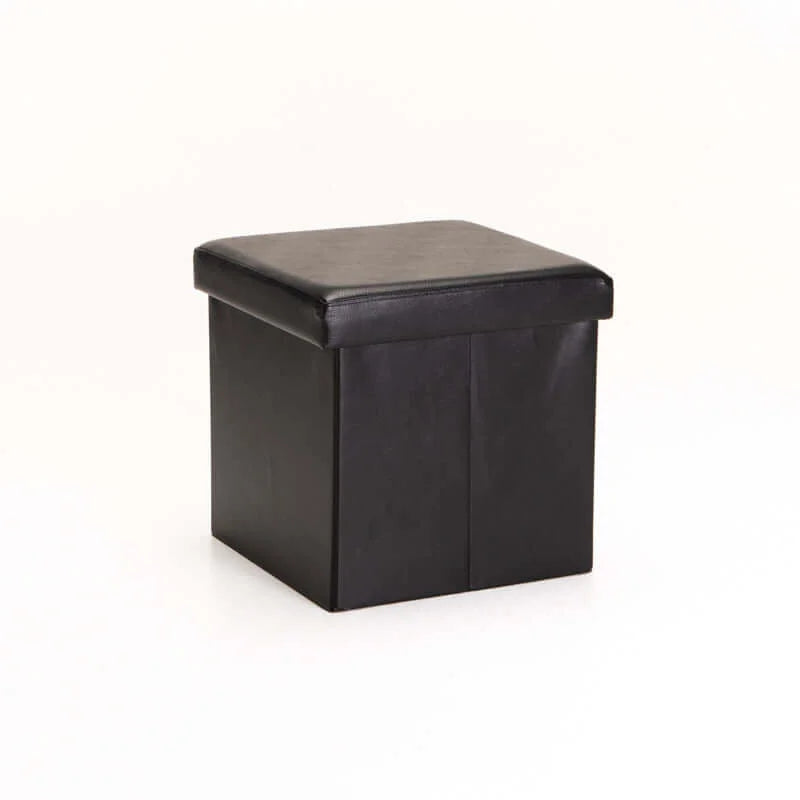 Naome Leather Touch Single Ottoman - Black