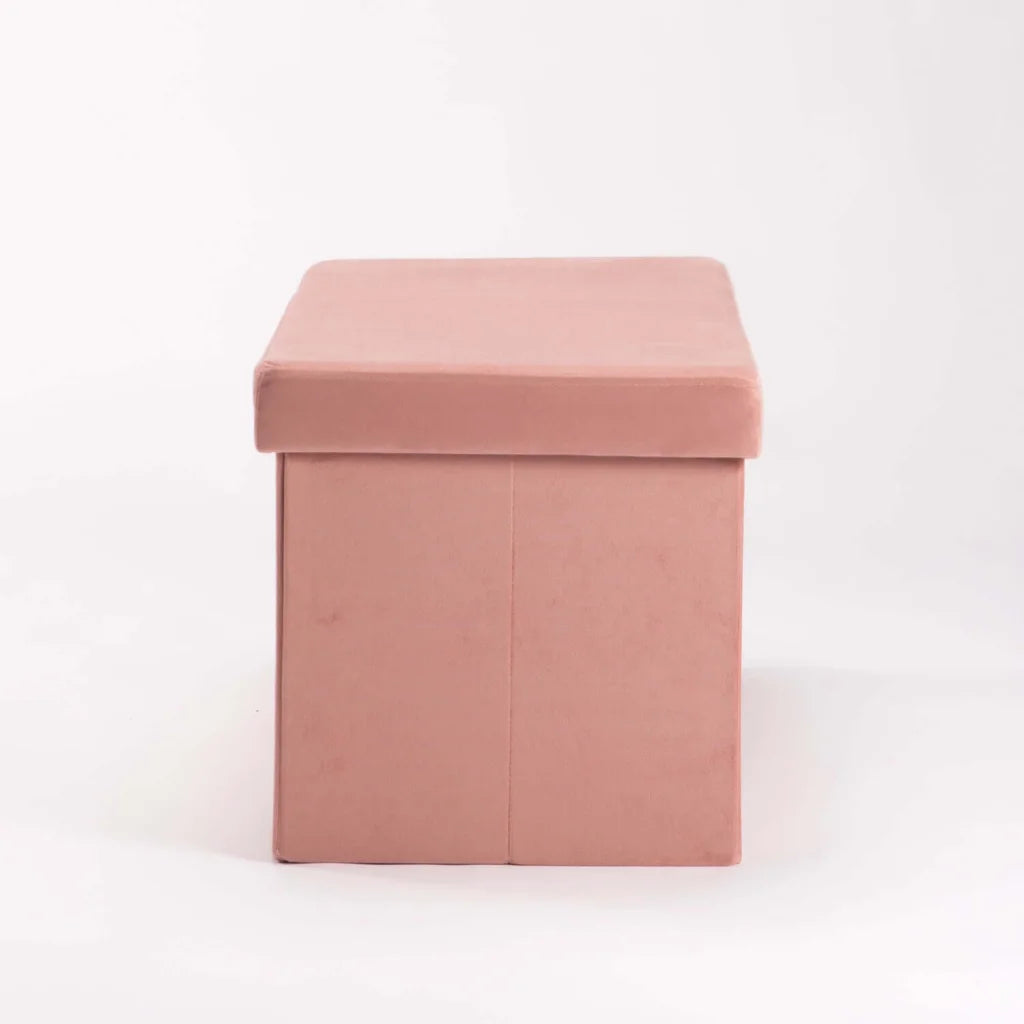 Naome Velvet Double Ottoman - Blush