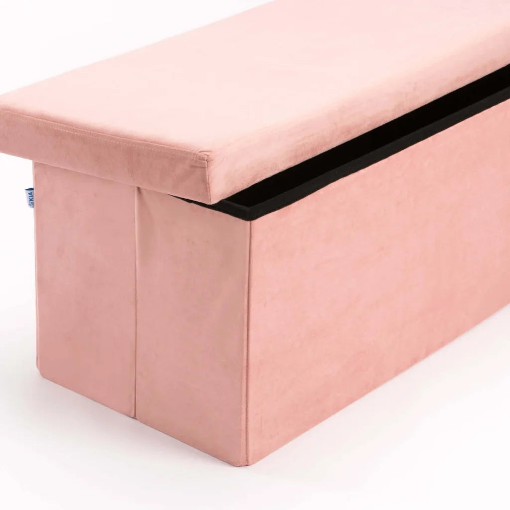 Naome Velvet Double Ottoman - Blush
