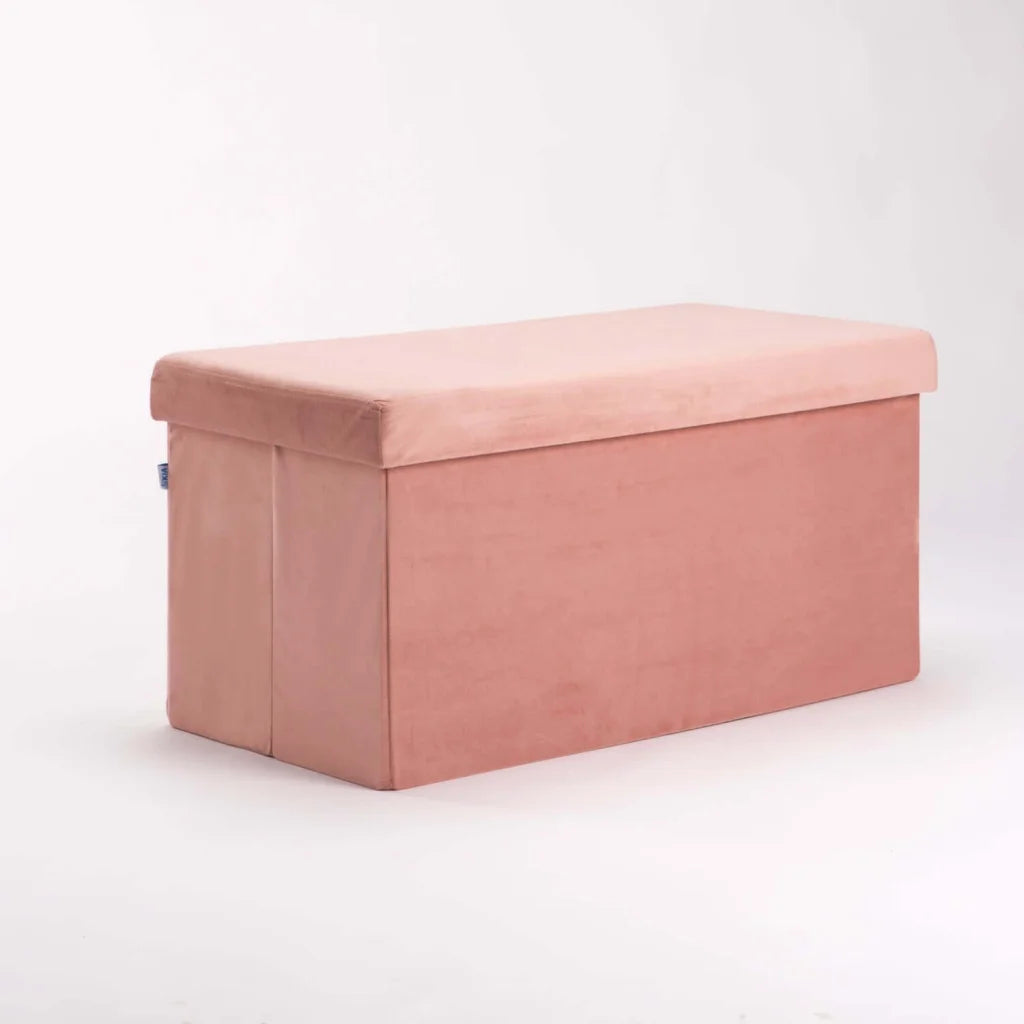 Naome Velvet Double Ottoman - Blush