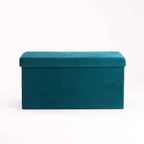 Naome Velvet Double Ottoman - Green