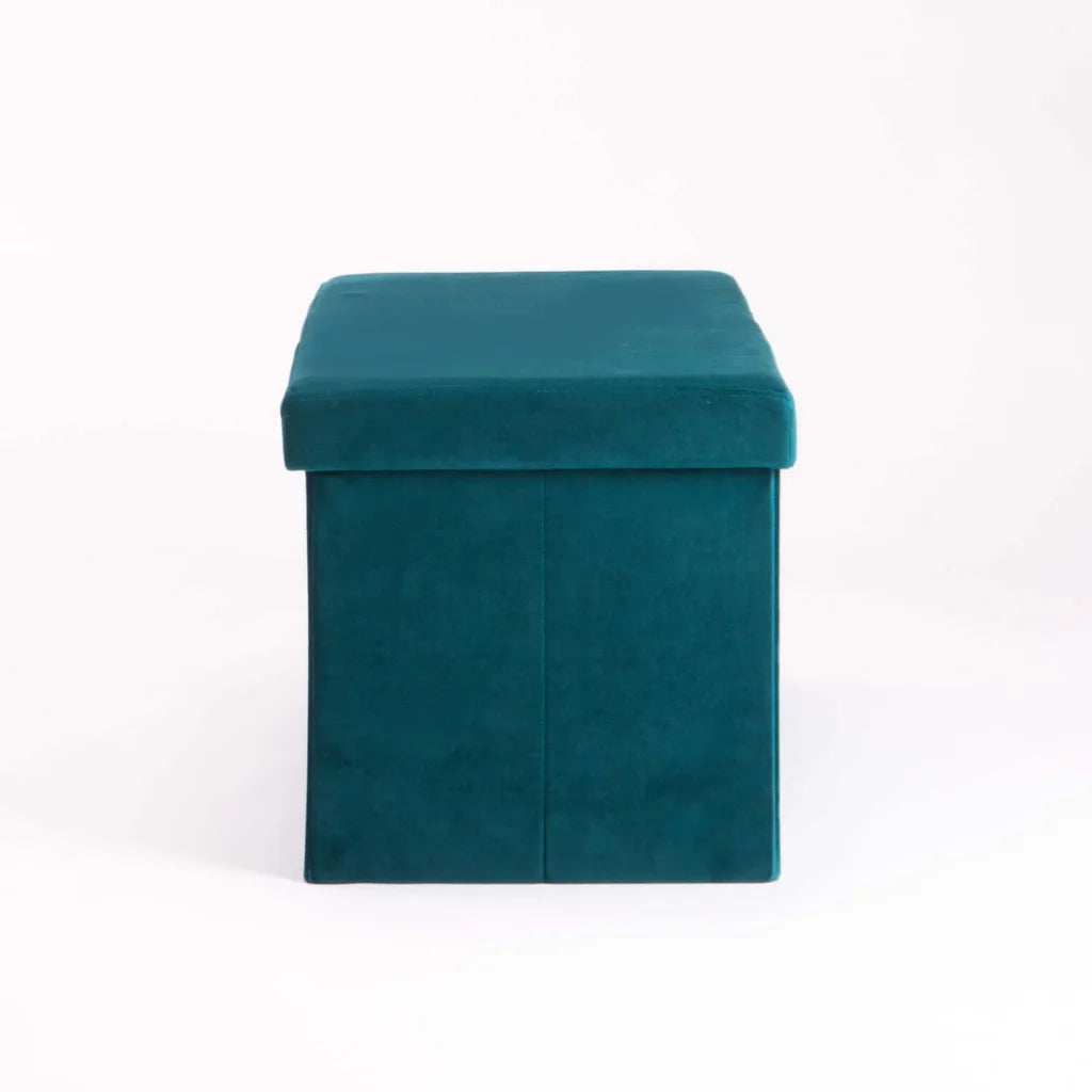 Naome Velvet Double Ottoman - Green