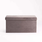Naome Velvet Double Ottoman - Grey