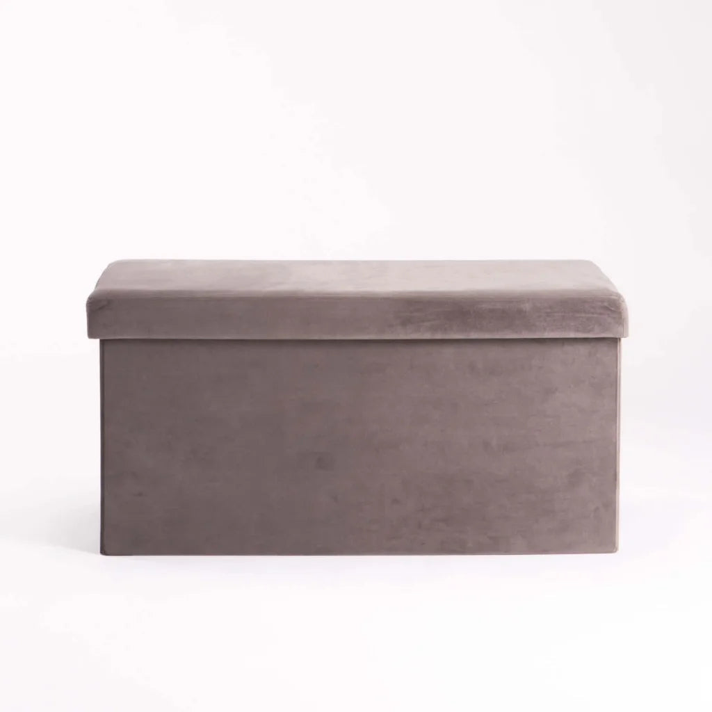 Naome Velvet Double Ottoman - Grey