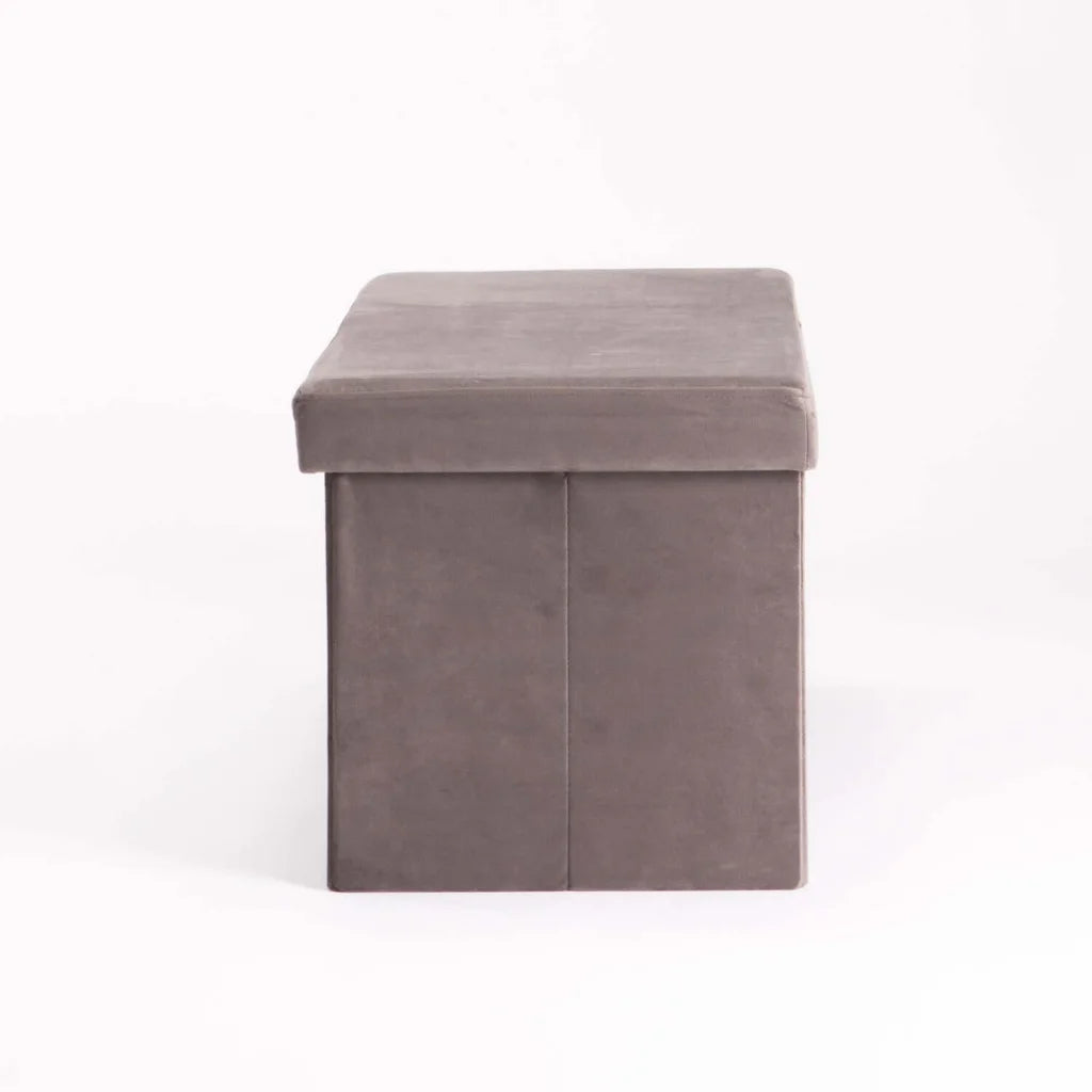 Naome Velvet Double Ottoman - Grey