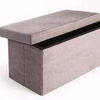 Naome Velvet Double Ottoman - Grey