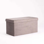 Naome Velvet Double Ottoman - Grey