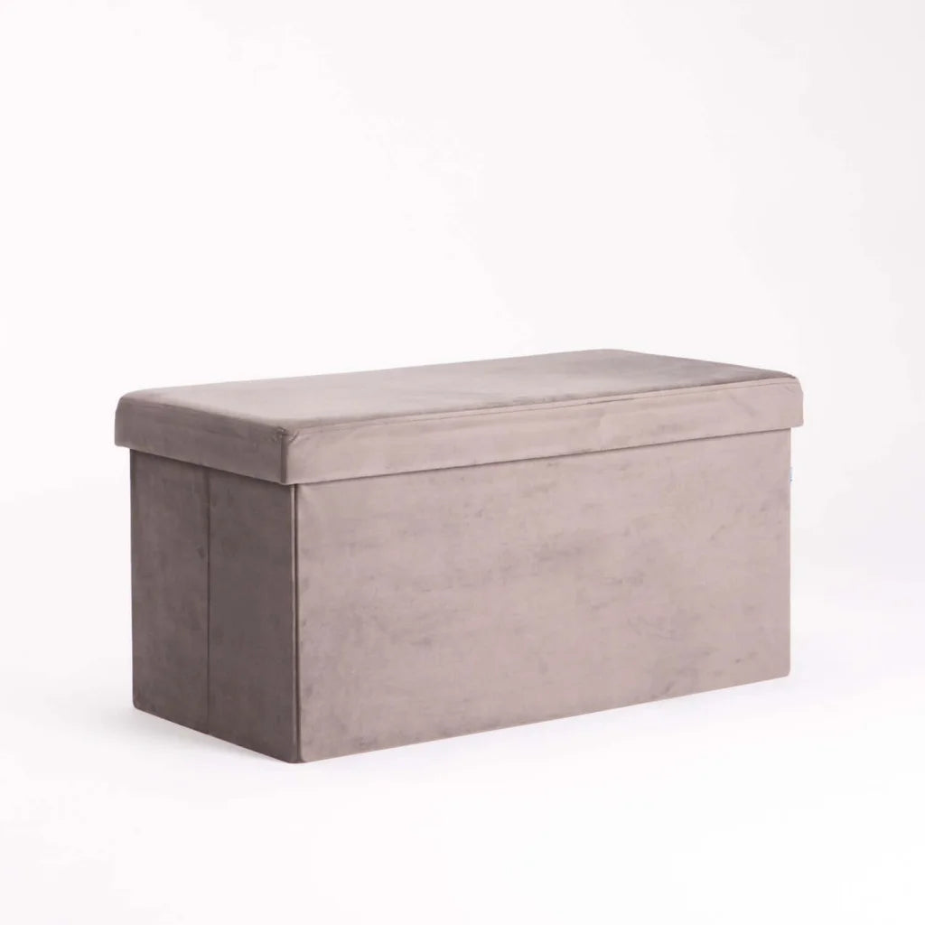 Naome Velvet Double Ottoman - Grey