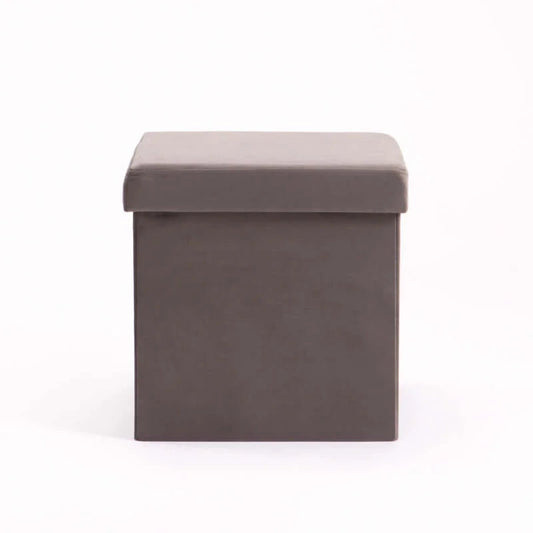 Naome Velvet Single Ottoman - Grey