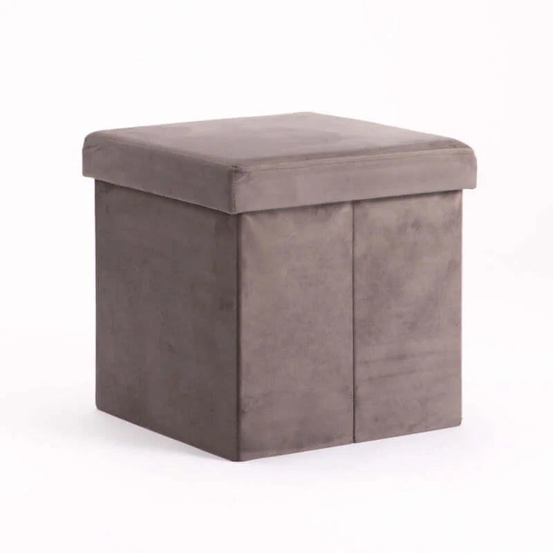 Naome Velvet Single Ottoman - Grey