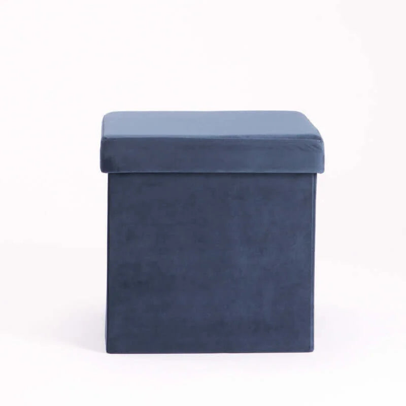 Naome Velvet Single Ottoman - Navy