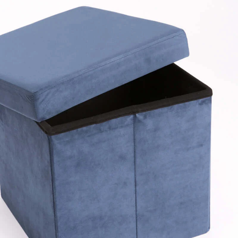 Naome Velvet Single Ottoman - Navy